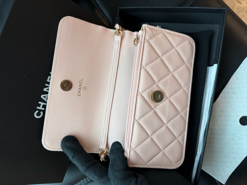 CHANEL 櫻花粉［超低價］金球手機包🫰🏻有購證 卡片零錢手機妥當當-15