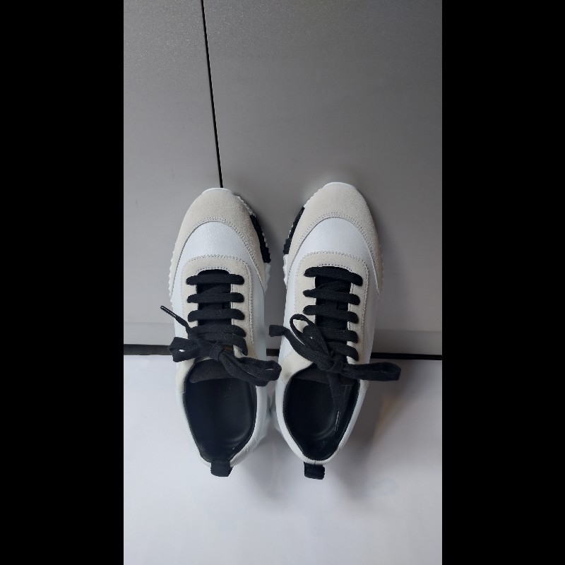 Hermes 白色皮革黑H休閒鞋 happy 熊貓配色-2