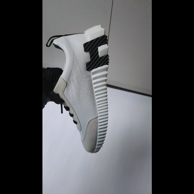 Hermes 白色皮革黑H休閒鞋 happy 熊貓配色-6