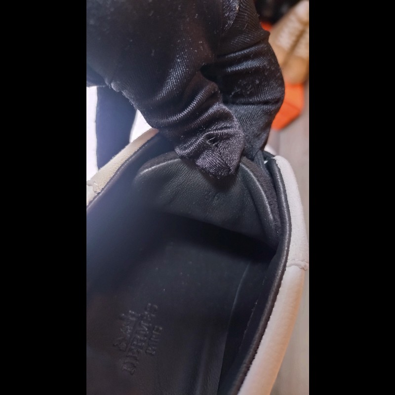 Hermes 白色皮革黑H休閒鞋 happy 熊貓配色-15