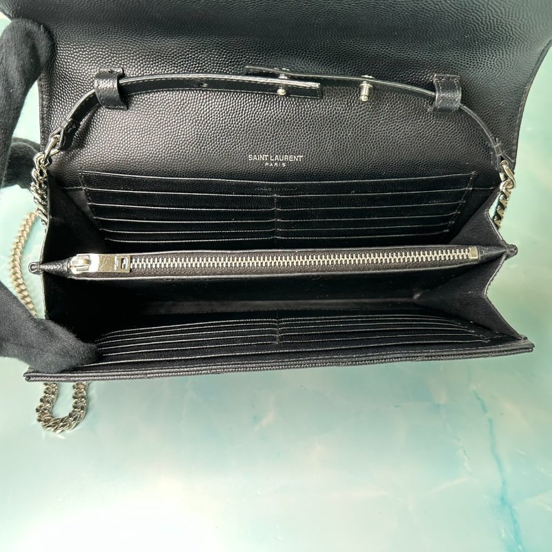 YSL 經典黑銀信封woc鏈帶包-5