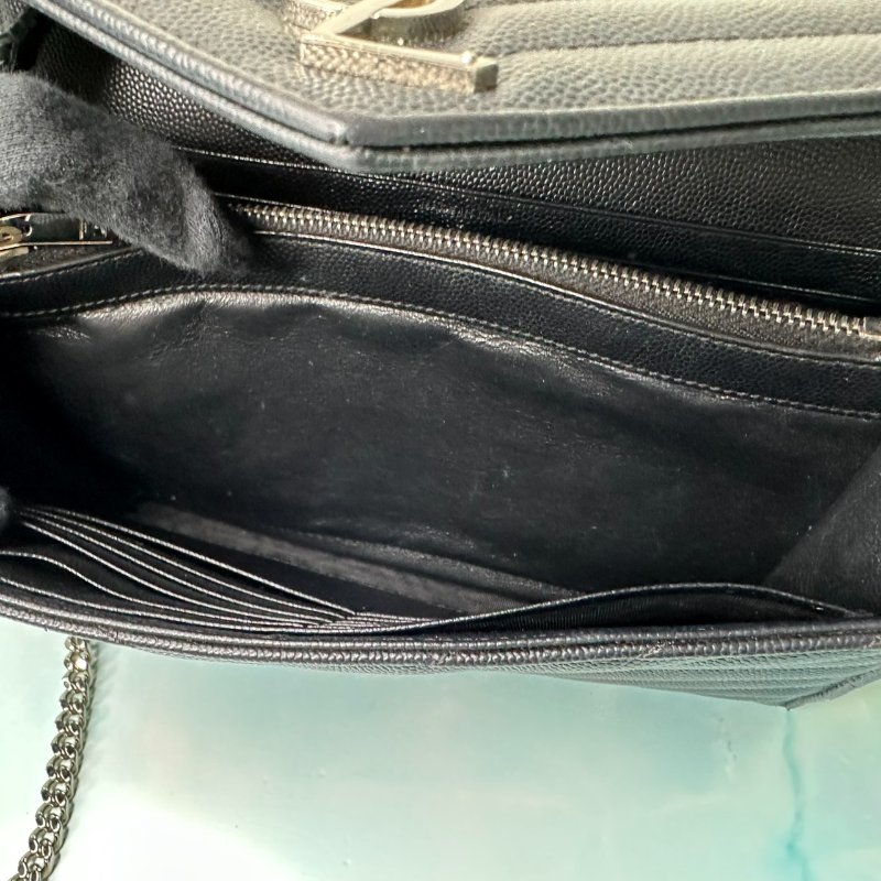 YSL 經典黑銀信封woc鏈帶包-7