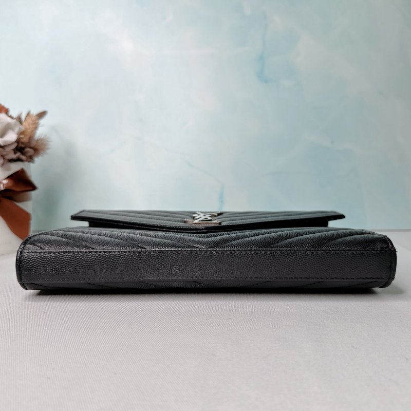 YSL 經典黑銀信封woc鏈帶包-9