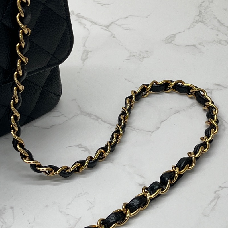 香緹國際精品 898 Chanel cf23 晶片款 荔枝牛黑金色-9