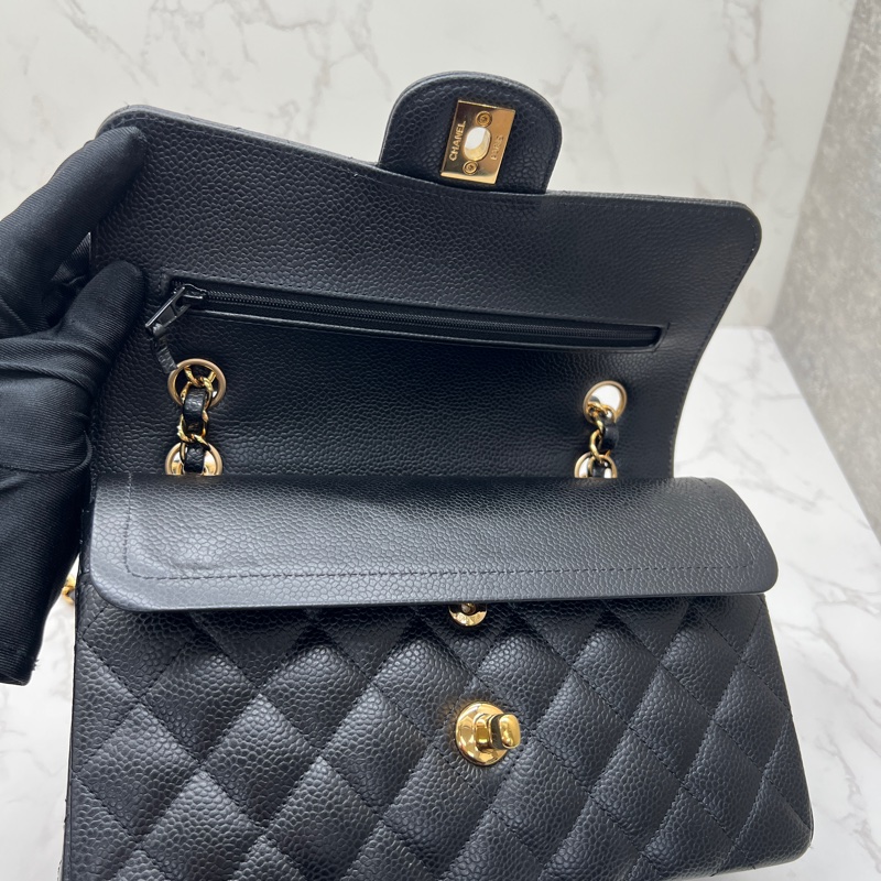香緹國際精品 898 Chanel cf23 晶片款 荔枝牛黑金色-11