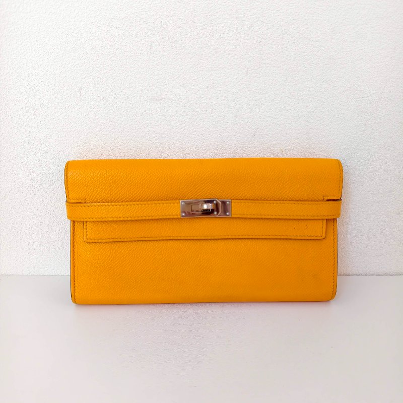 愛馬仕/Hermes 9v太陽黃色 Kelly 皮夾-0