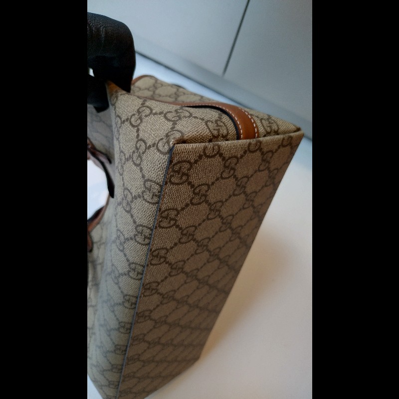 Gucci 咖皮邊GG pvc帆布兩用托特包-5