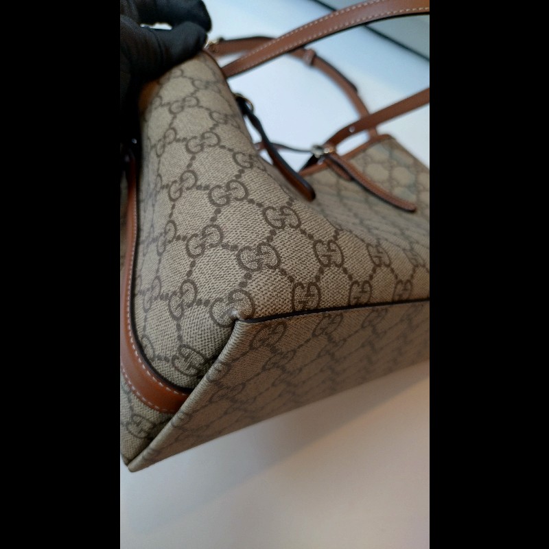 Gucci 咖皮邊GG pvc帆布兩用托特包-8