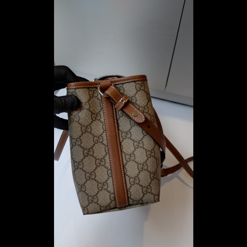 Gucci 咖皮邊GG pvc帆布兩用托特包-10