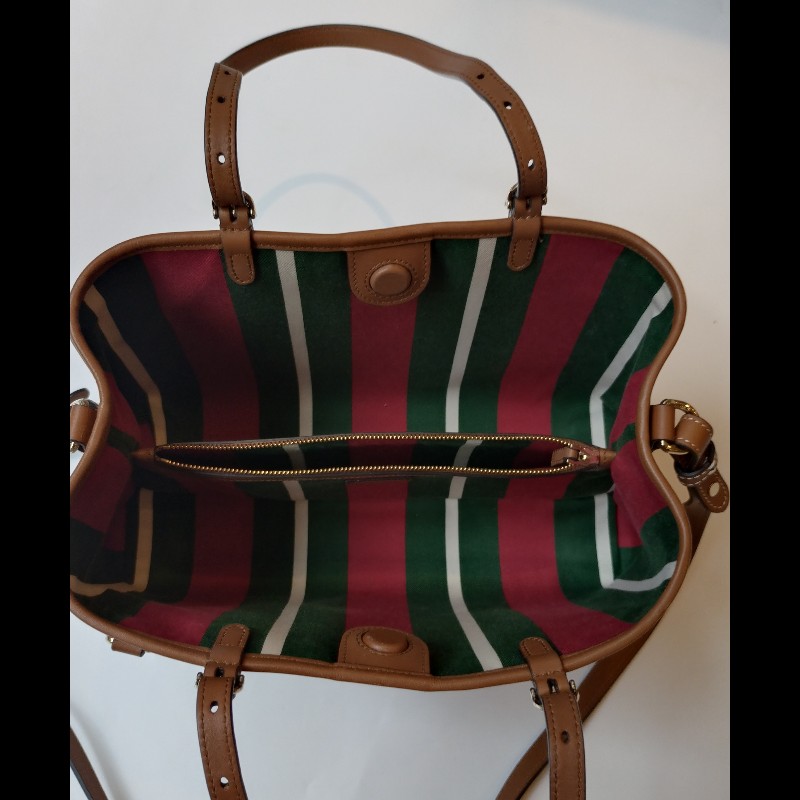 Gucci 咖皮邊GG pvc帆布兩用托特包-18