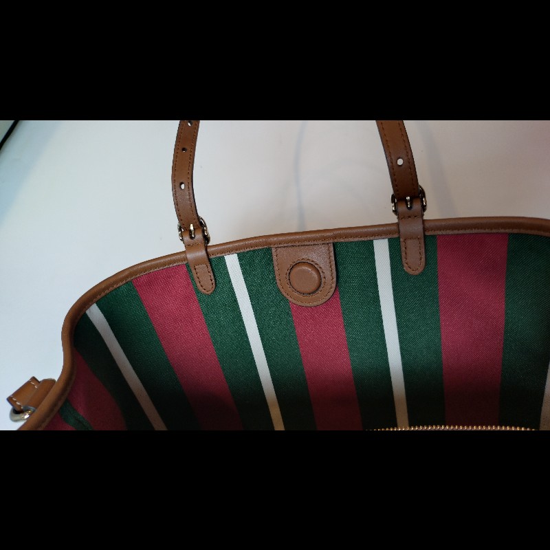 Gucci 咖皮邊GG pvc帆布兩用托特包-19