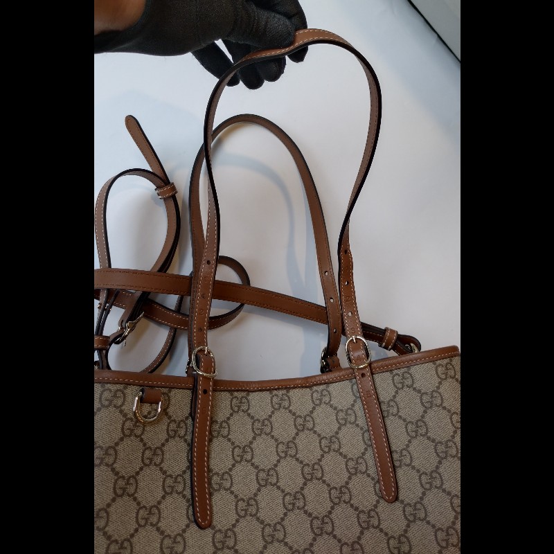 Gucci 咖皮邊GG pvc帆布兩用托特包-27