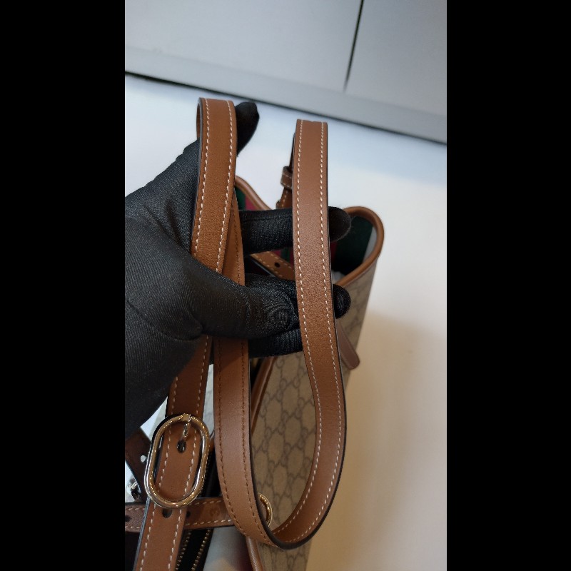 Gucci 咖皮邊GG pvc帆布兩用托特包-28