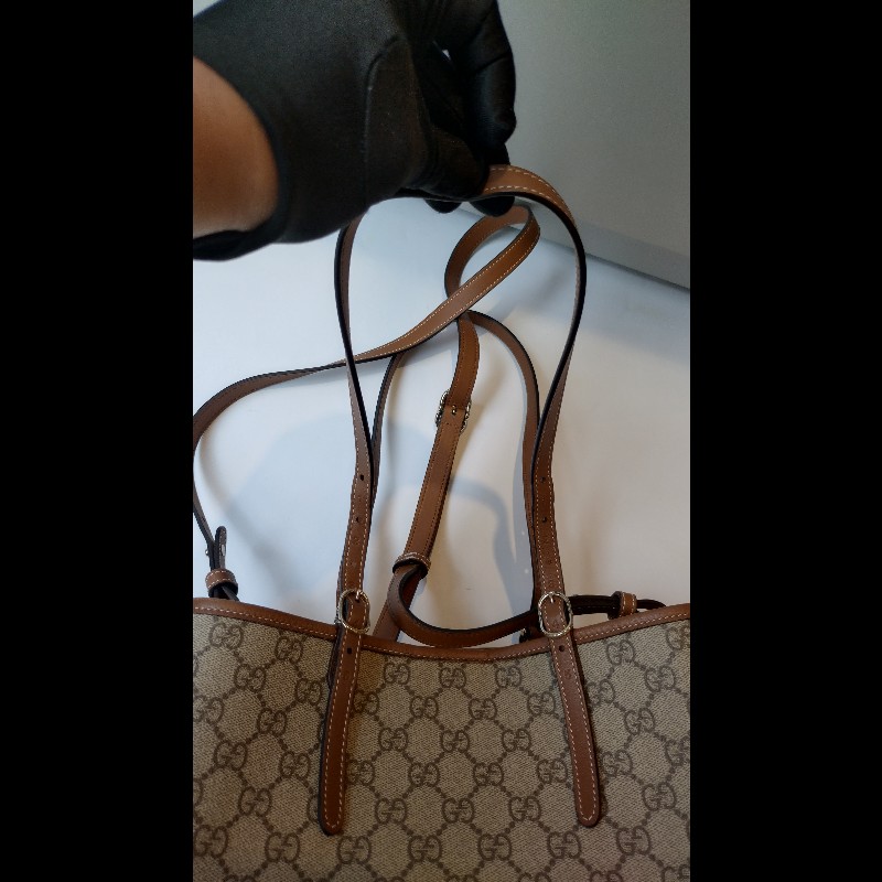 Gucci 咖皮邊GG pvc帆布兩用托特包-30
