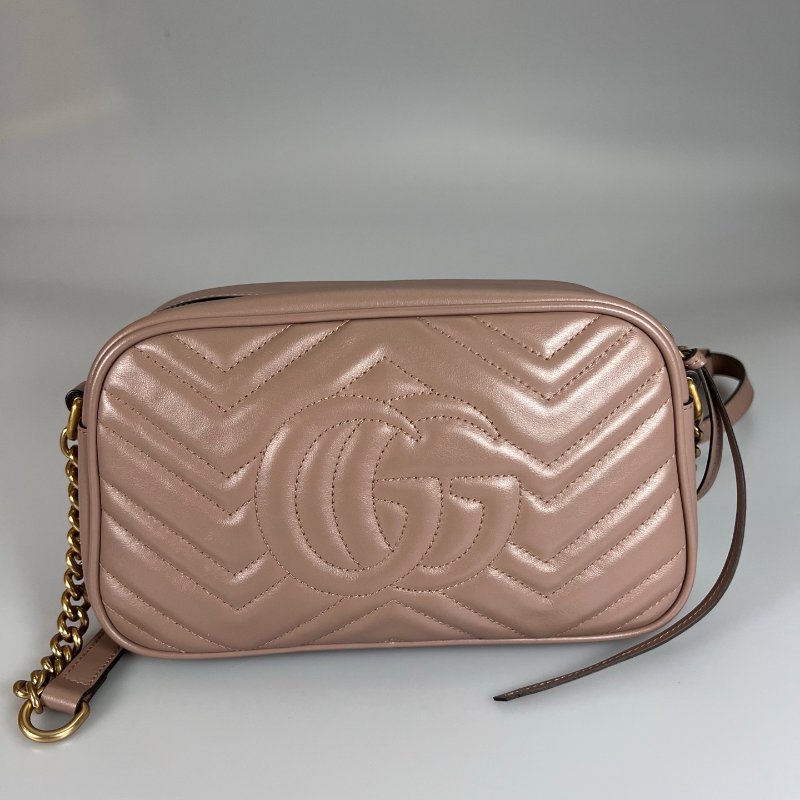GUCCI 447632 藕色Marmont相機包 24CM-1
