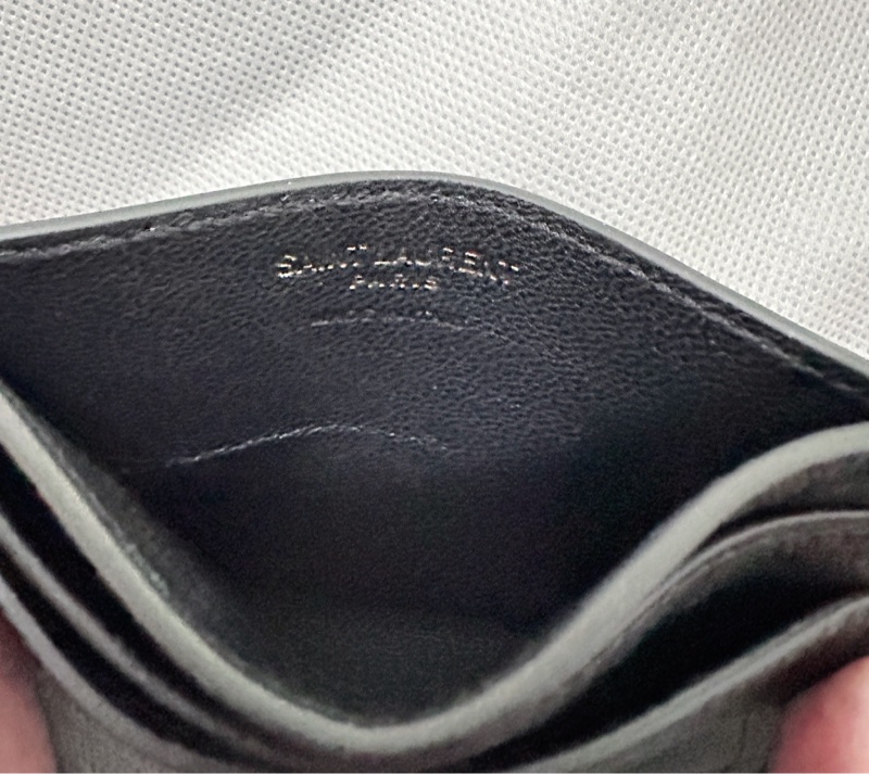 YSL 聖羅蘭LOGO鱷魚壓紋牛皮信用卡夾 名片夾 消光黑限定款-2