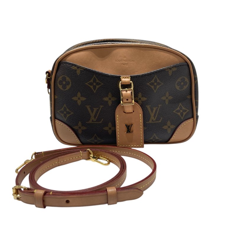LOUIS VUITTON 路易威登 M45528 MONOGRAM DEAUVILLE MINI側背包 帆布老花 棕色 金釦-0