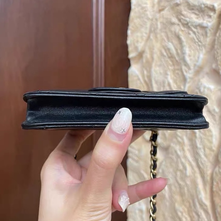 【97新 ✨ 全網最低價】 香奈兒Chanel 黑金 羊皮 mini 手柄 小小廢包  王心凌同款（下單前先詢問庫存❗️）-6