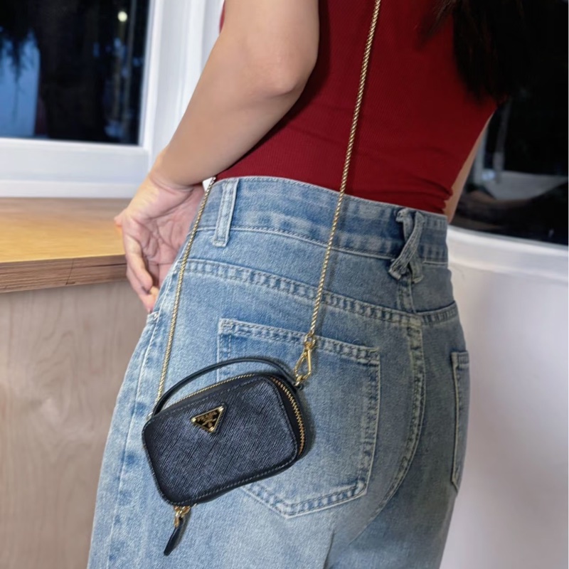 大全配🈶台灣購證 #全新閒置 #櫃上在售7️⃣萬 Prada Saffiano黑金鏈條斜挎包 #防刮牛皮-4