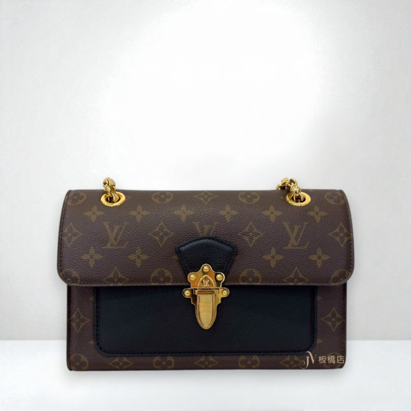 JS1301-LV VICTOIRE 原花拼接黑牛皮肩背包M41730-0