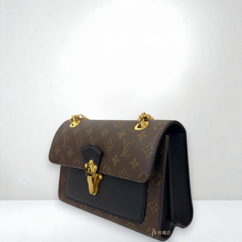 JS1301-LV VICTOIRE 原花拼接黑牛皮肩背包M41730-1