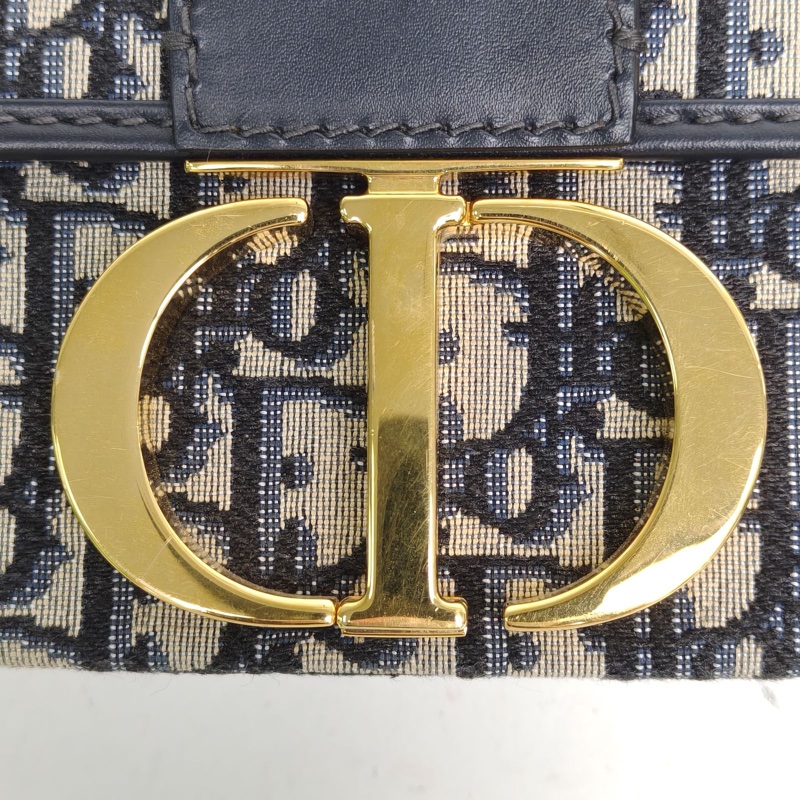 DIOR 30Montaigne蒙田Box藍色帆布金扣2019印花肩背包-4