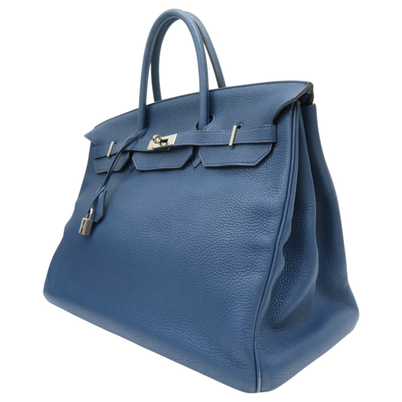 寶石藍色 TOGO皮革 Birkin 40 柏金包 手提包 口F刻 銀扣【HERMES 愛馬仕】-2