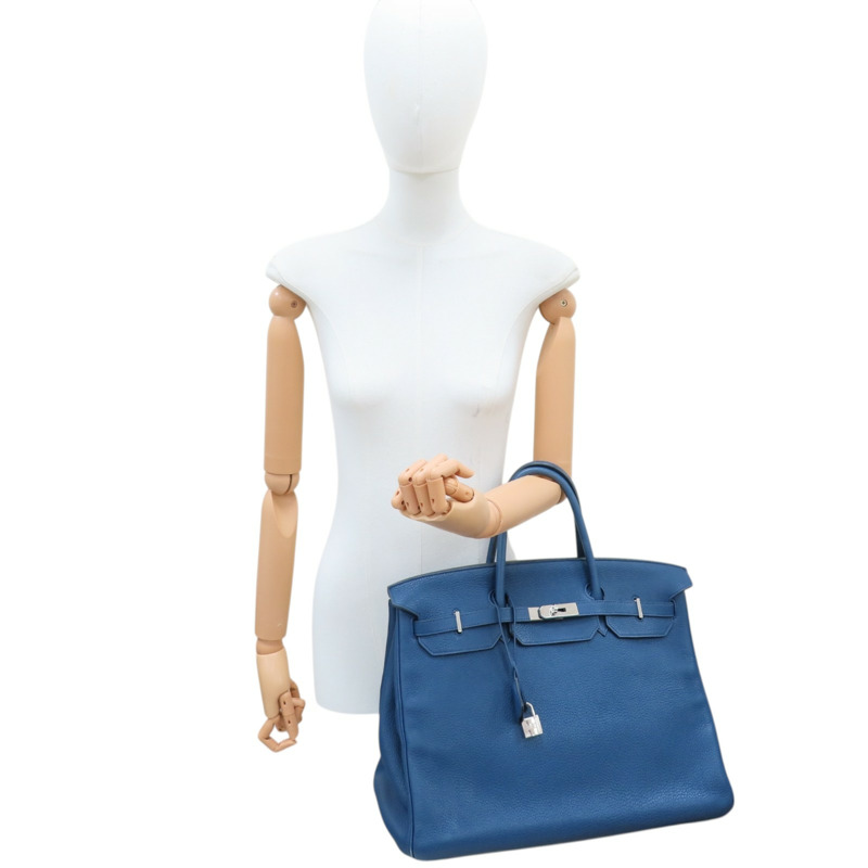 寶石藍色 TOGO皮革 Birkin 40 柏金包 手提包 口F刻 銀扣【HERMES 愛馬仕】-10