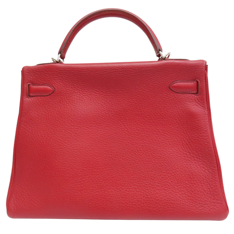 石榴紅 TC牛皮 Kelly 32 兩用包 □L刻 銀釦【HERMES 愛馬仕】-1