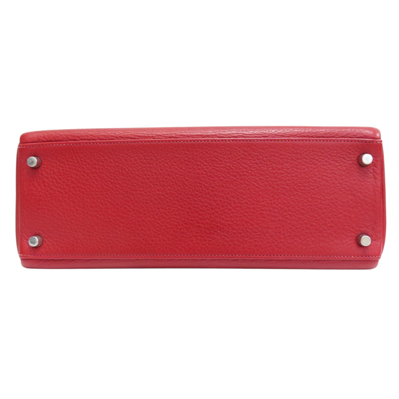 石榴紅 TC牛皮 Kelly 32 兩用包 □L刻 銀釦【HERMES 愛馬仕】-3