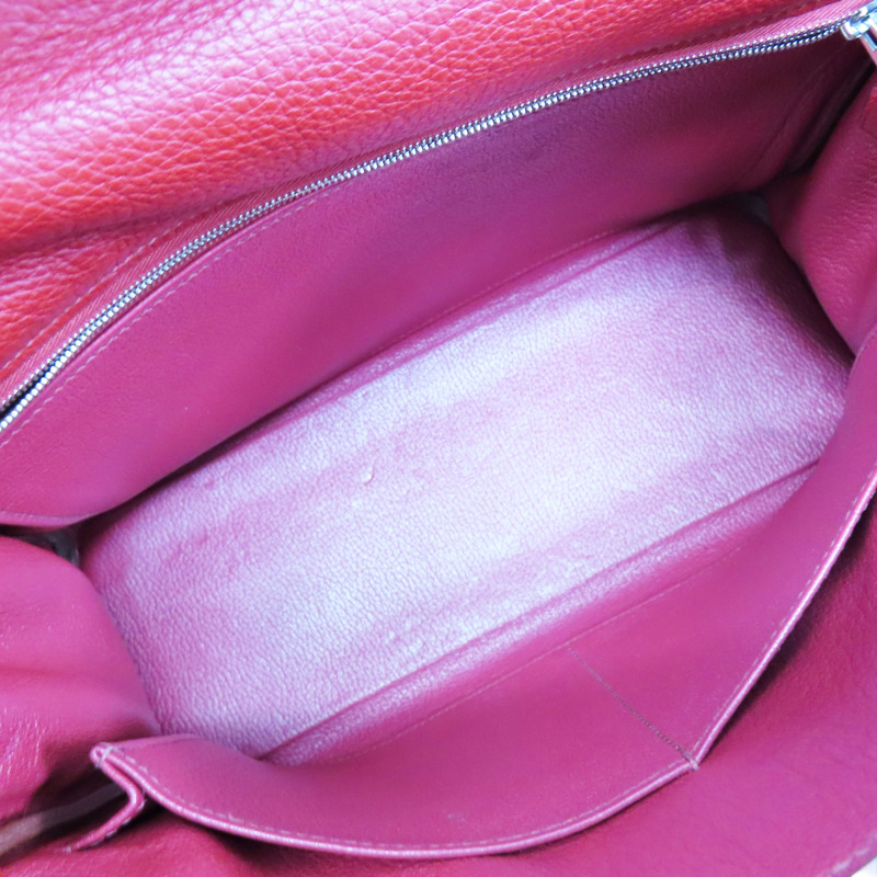 石榴紅 TC牛皮 Kelly 32 兩用包 □L刻 銀釦【HERMES 愛馬仕】-4