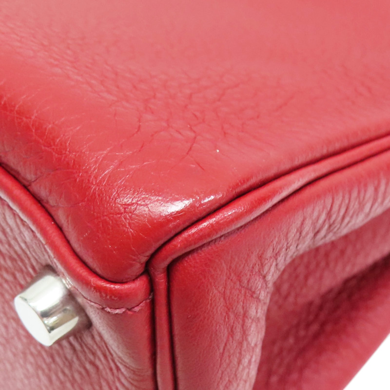 石榴紅 TC牛皮 Kelly 32 兩用包 □L刻 銀釦【HERMES 愛馬仕】-12