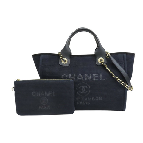 黑色 帆布 Deauville 沙灘包 手提包 AS3257【CHANEL 香奈兒】 AS3257