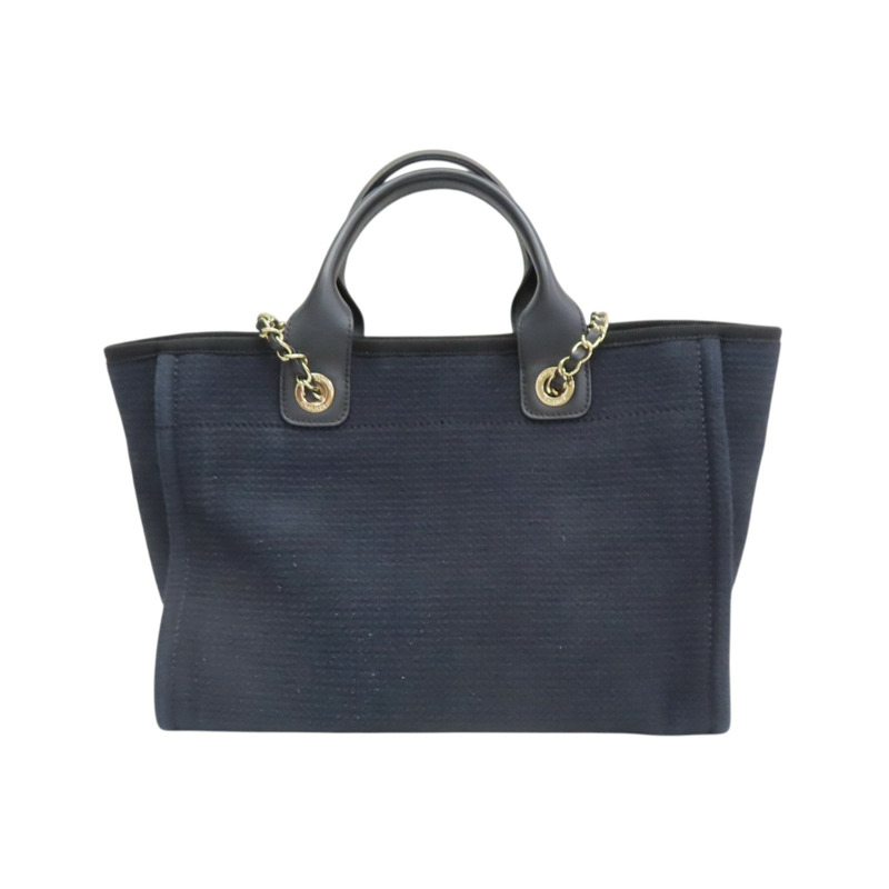 黑色 帆布 Deauville 沙灘包 手提包 AS3257【CHANEL 香奈兒】 AS3257-1