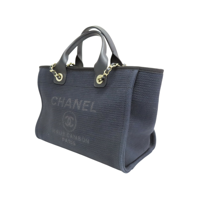 黑色 帆布 Deauville 沙灘包 手提包 AS3257【CHANEL 香奈兒】 AS3257-2