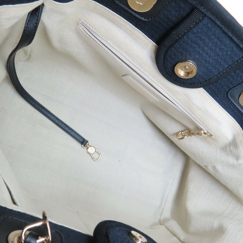 黑色 帆布 Deauville 沙灘包 手提包 AS3257【CHANEL 香奈兒】 AS3257-4