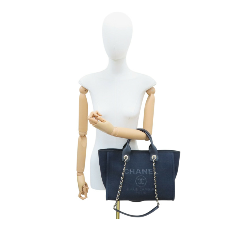 黑色 帆布 Deauville 沙灘包 手提包 AS3257【CHANEL 香奈兒】 AS3257-12