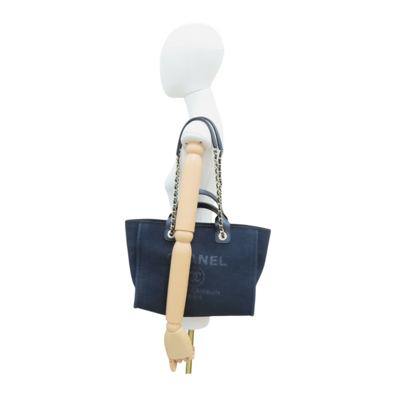 黑色 帆布 Deauville 沙灘包 手提包 AS3257【CHANEL 香奈兒】 AS3257-13