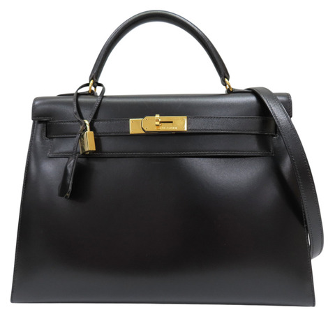 黑色 BOX牛皮 Kelly 32 凱莉包 兩用包 〇V刻 金釦【HERMES 愛馬仕】