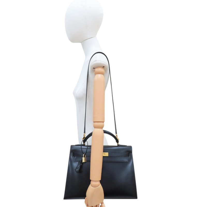 黑色 BOX牛皮 Kelly 32 凱莉包 兩用包 〇V刻 金釦【HERMES 愛馬仕】-7