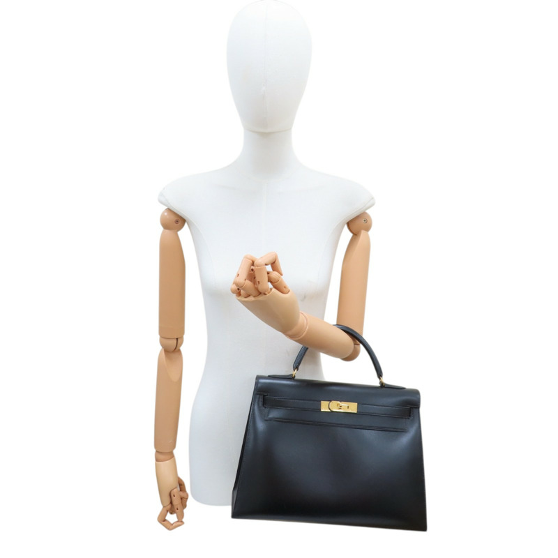 黑色 BOX牛皮 Kelly 32 凱莉包 兩用包 〇V刻 金釦【HERMES 愛馬仕】-8