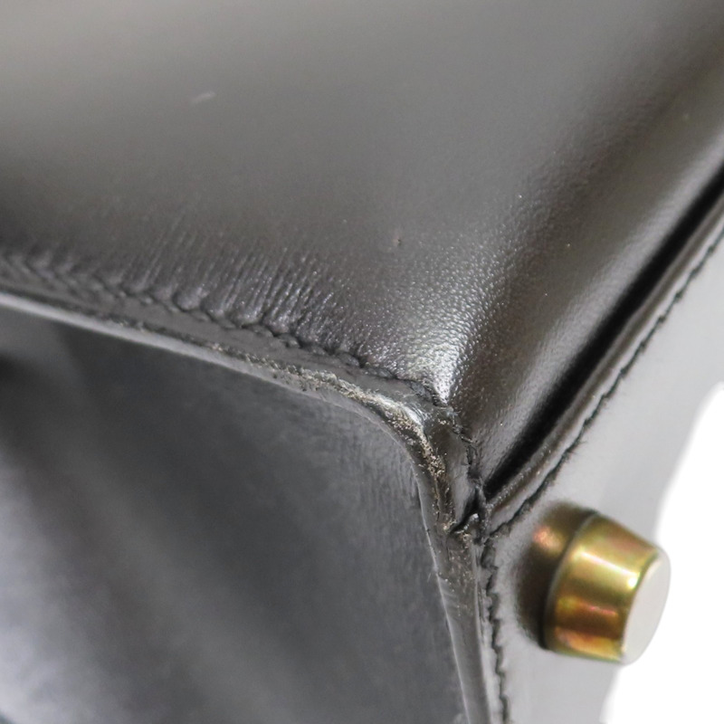 黑色 BOX牛皮 Kelly 32 凱莉包 兩用包 〇V刻 金釦【HERMES 愛馬仕】-11