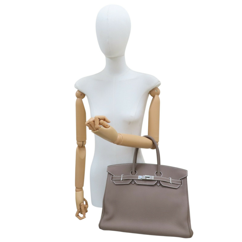 大象灰 Clemance牛皮 Birkin 35 柏金包 手提包 □P刻 銀扣【HERMES 愛馬仕】-9