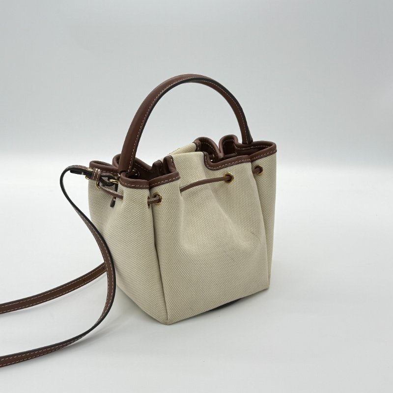 BURBERRY 巴寶莉 TB 米白/焦糖 帆布迷你水桶包-1