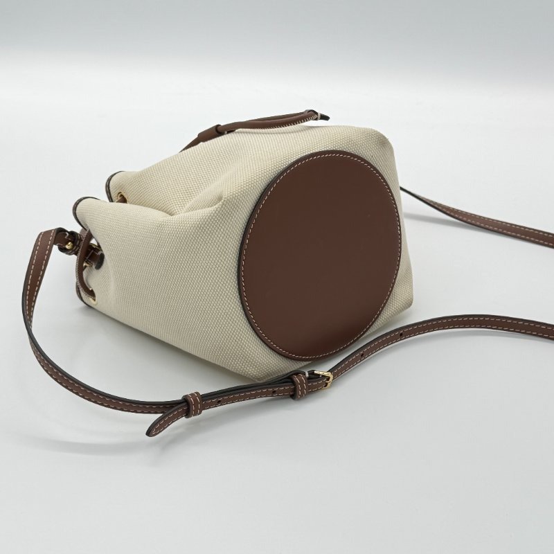 BURBERRY 巴寶莉 TB 米白/焦糖 帆布迷你水桶包-3