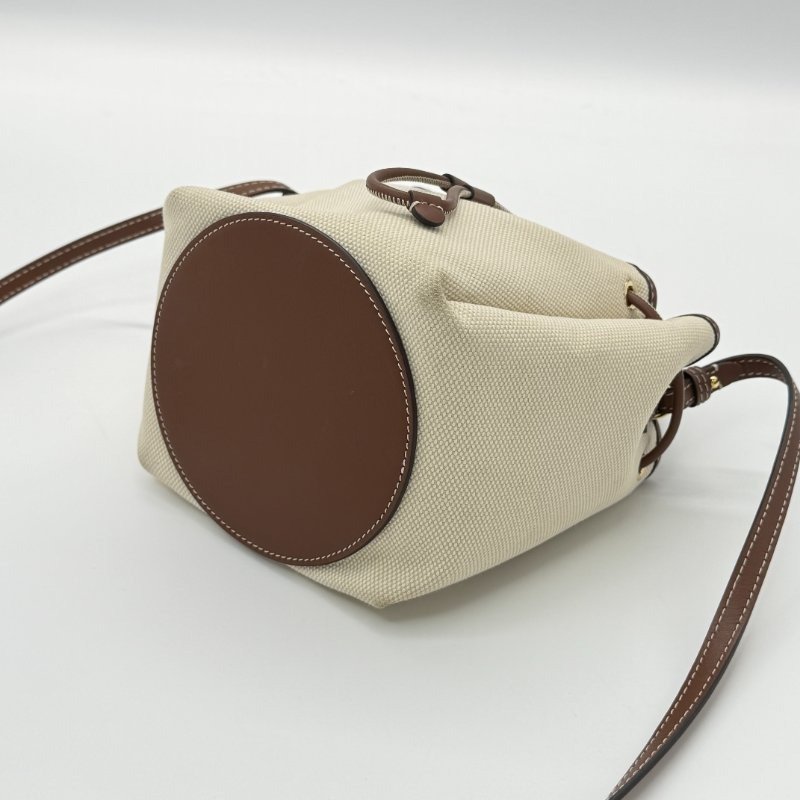 BURBERRY 巴寶莉 TB 米白/焦糖 帆布迷你水桶包-5