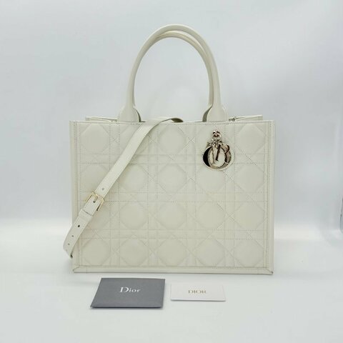 DIOR 迪奧 Book Tote 小牛皮 白色 中型手提單肩包