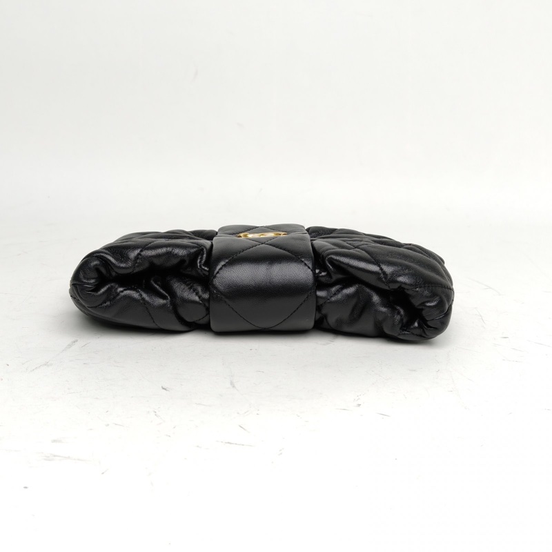 CHANEL 25K蝴蝶結小號23cm黑色羊皮晶片開金扣肩背包-3