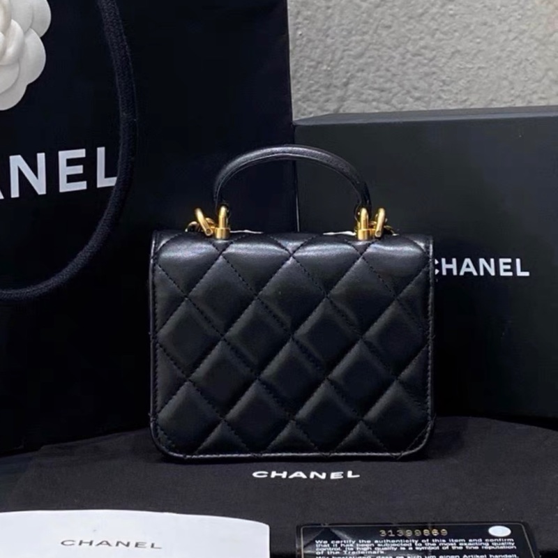 【全新 ✨ 全網最低價】 香奈兒Chanel 黑金 羊皮 mini 手柄 小小廢包 王心凌同款（下單前先詢問庫存❗️）-1