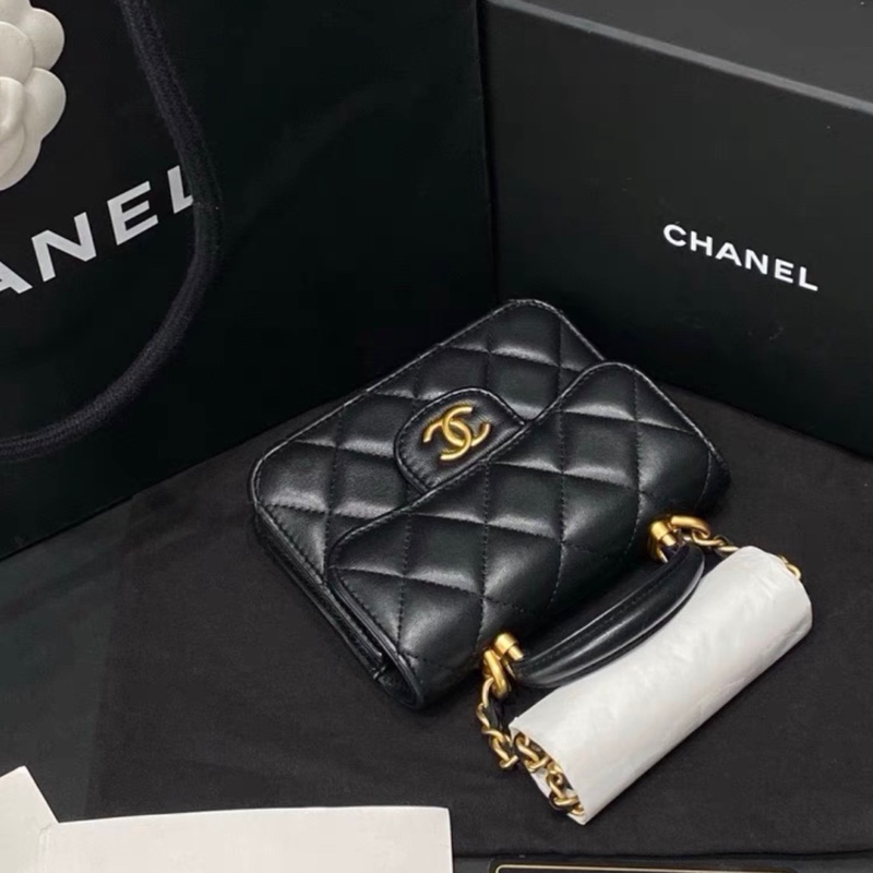 【全新 ✨ 全網最低價】 香奈兒Chanel 黑金 羊皮 mini 手柄 小小廢包 王心凌同款（下單前先詢問庫存❗️）-2
